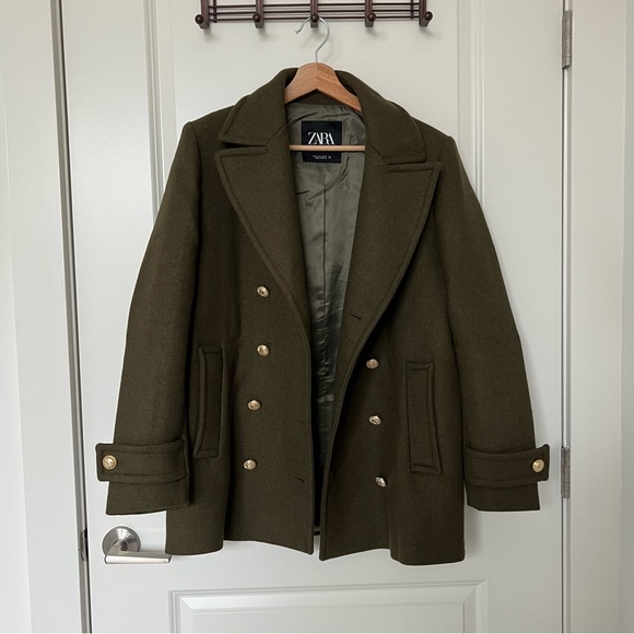 Beautiful ZARA Olive Green Coat - Picture 1 of 5